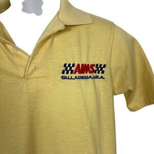Vintage AIMS Talladega Superspeedway Polo Shirt Mens Small Yellow NASCAR 70s 80s